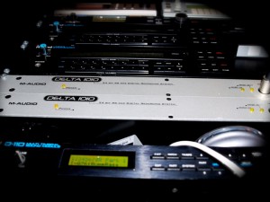 A photo I took of part of my audio rack.  You can see 2 M-Audio Delta 1010s