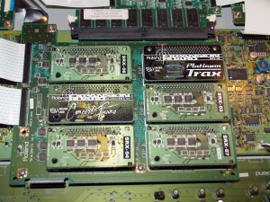 A close-up of the SRX Expansion boards in my Fantom XR.