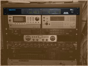 My MOTU 24I/O in my audio rack.
